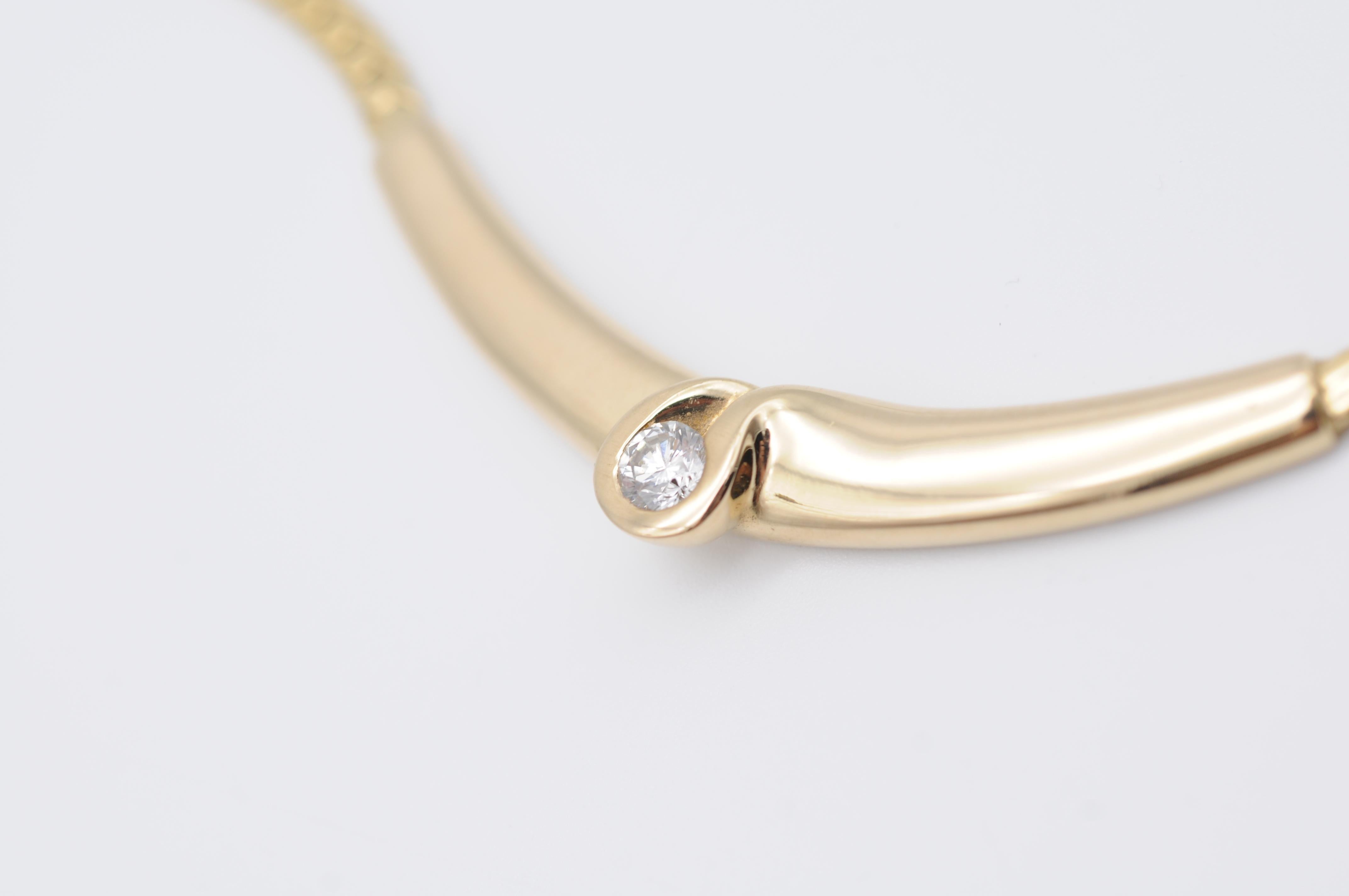 14K yellow gold necklace / necklace with solitaire 0.25 carat diamond For Sale 5
