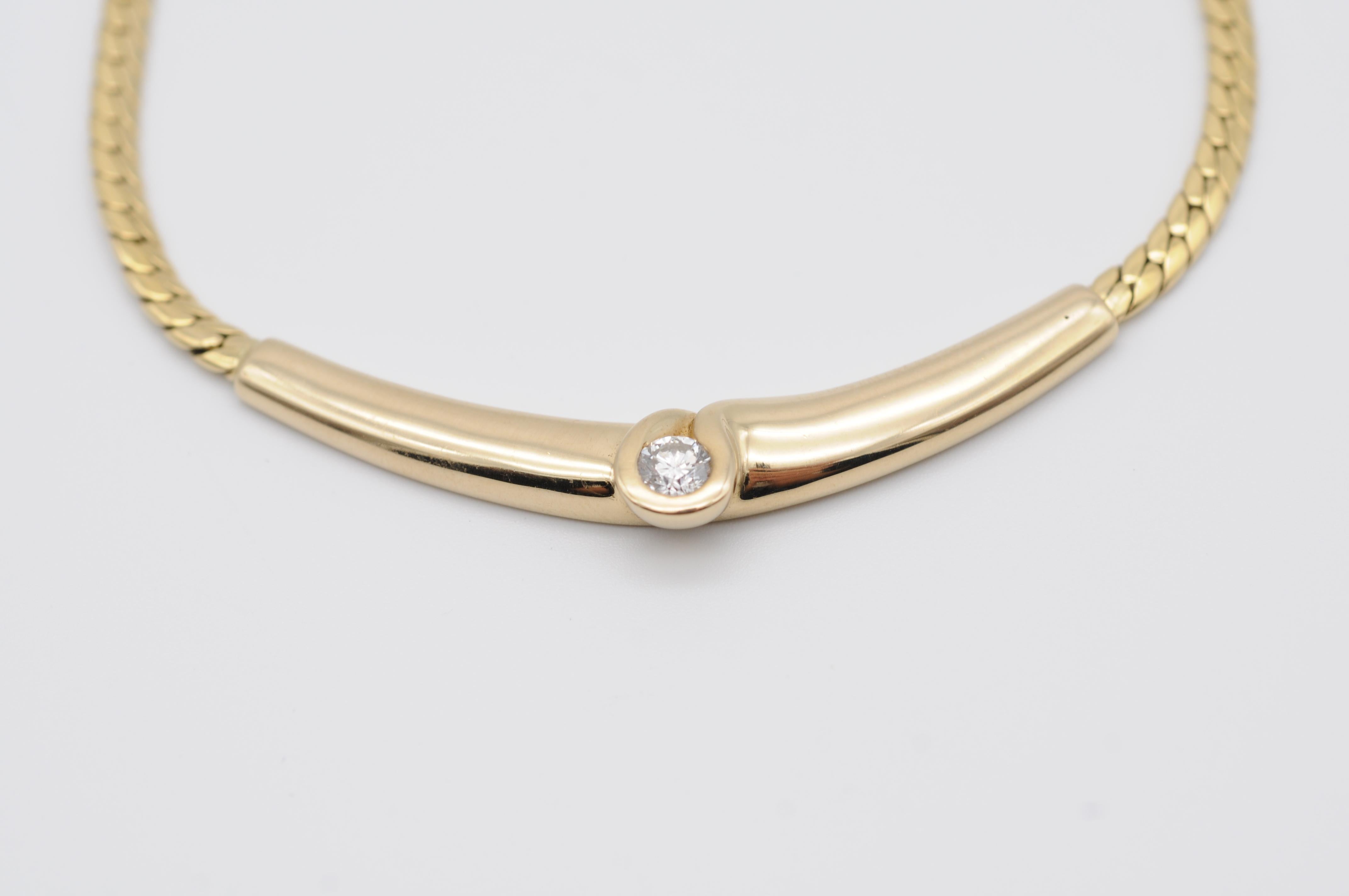 Brilliant Cut 14K yellow gold necklace / necklace with solitaire 0.25 carat diamond For Sale
