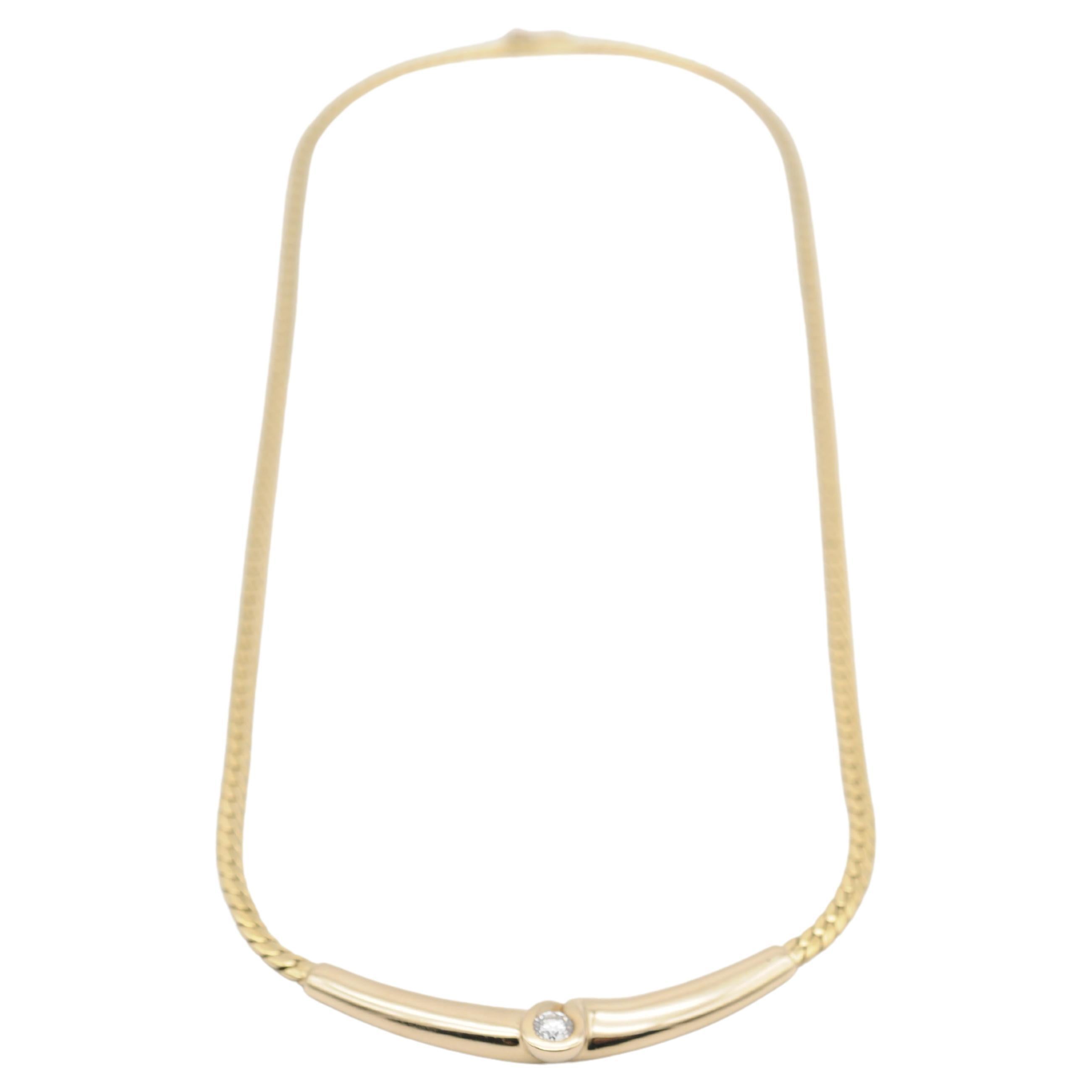 14K yellow gold necklace / necklace with solitaire 0.25 carat diamond For Sale