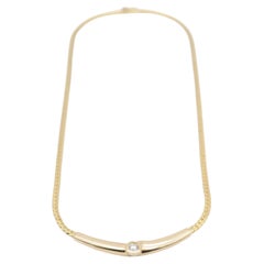 14K yellow gold necklace / necklace with solitaire 0.25 carat diamond