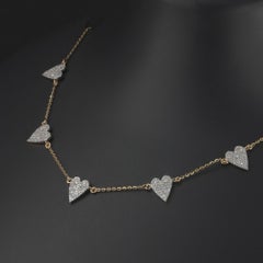 14K Yellow Gold Necklace with 1.30 Carat Diamonds, Luxury Heart Design for Gift