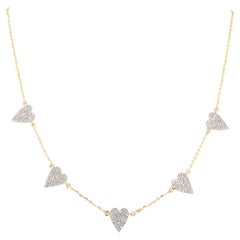 14K Yellow Gold Necklace with 1.30 Carat Diamonds, Luxury Heart Design for Gift
