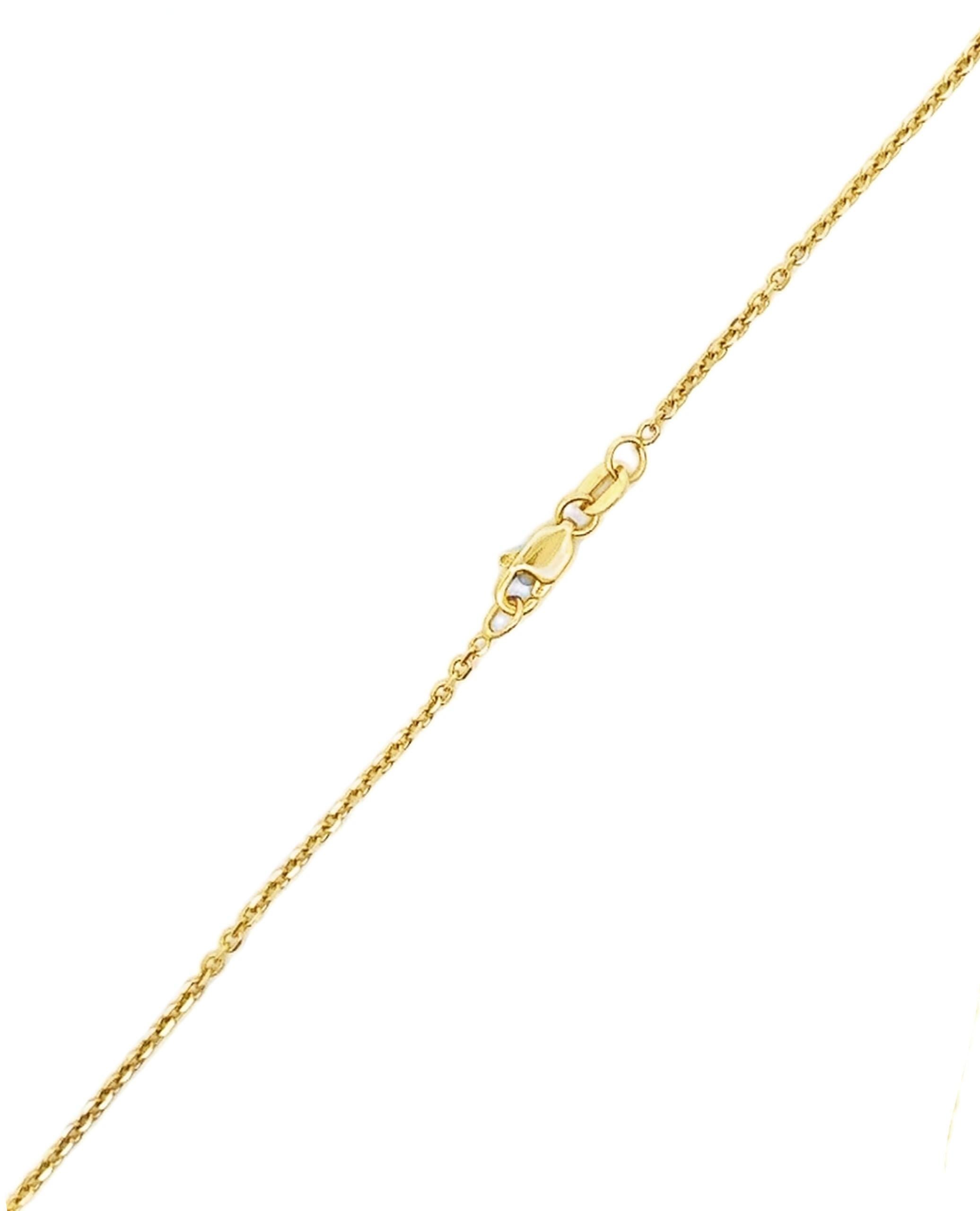 Taille ronde Collier en or jaune 14 carats avec 7 diamants ronds sertis sur le chaton en vente