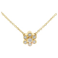 14K Yellow Gold Necklace with 7 Bezel Set Round Diamonds