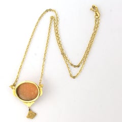 14k yellow gold necklace with a fixed pendant set with a cameo - 40 cm