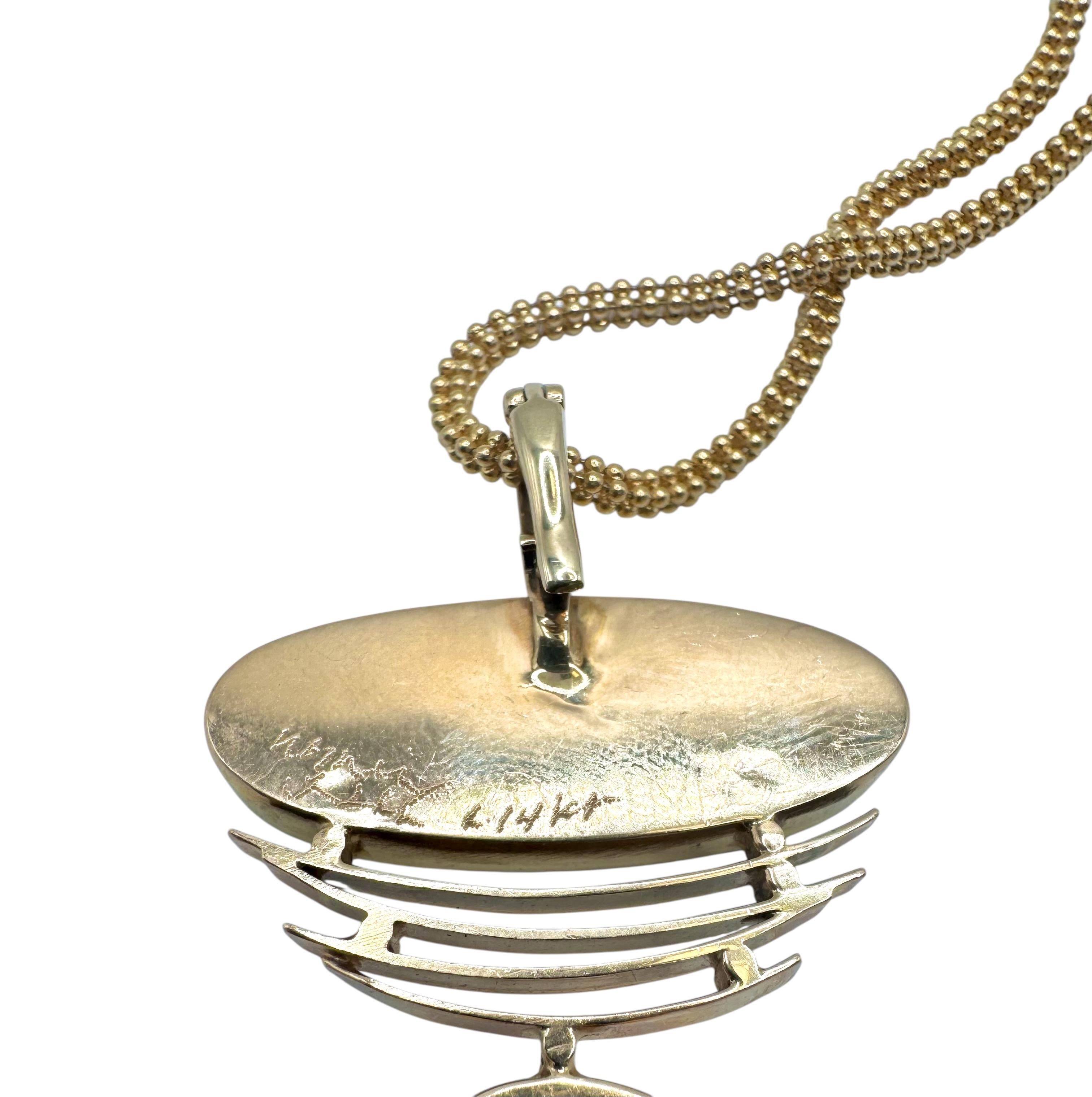 Collana in oro giallo 14K con opale e perla Mabe a forma di pera in vendita 4