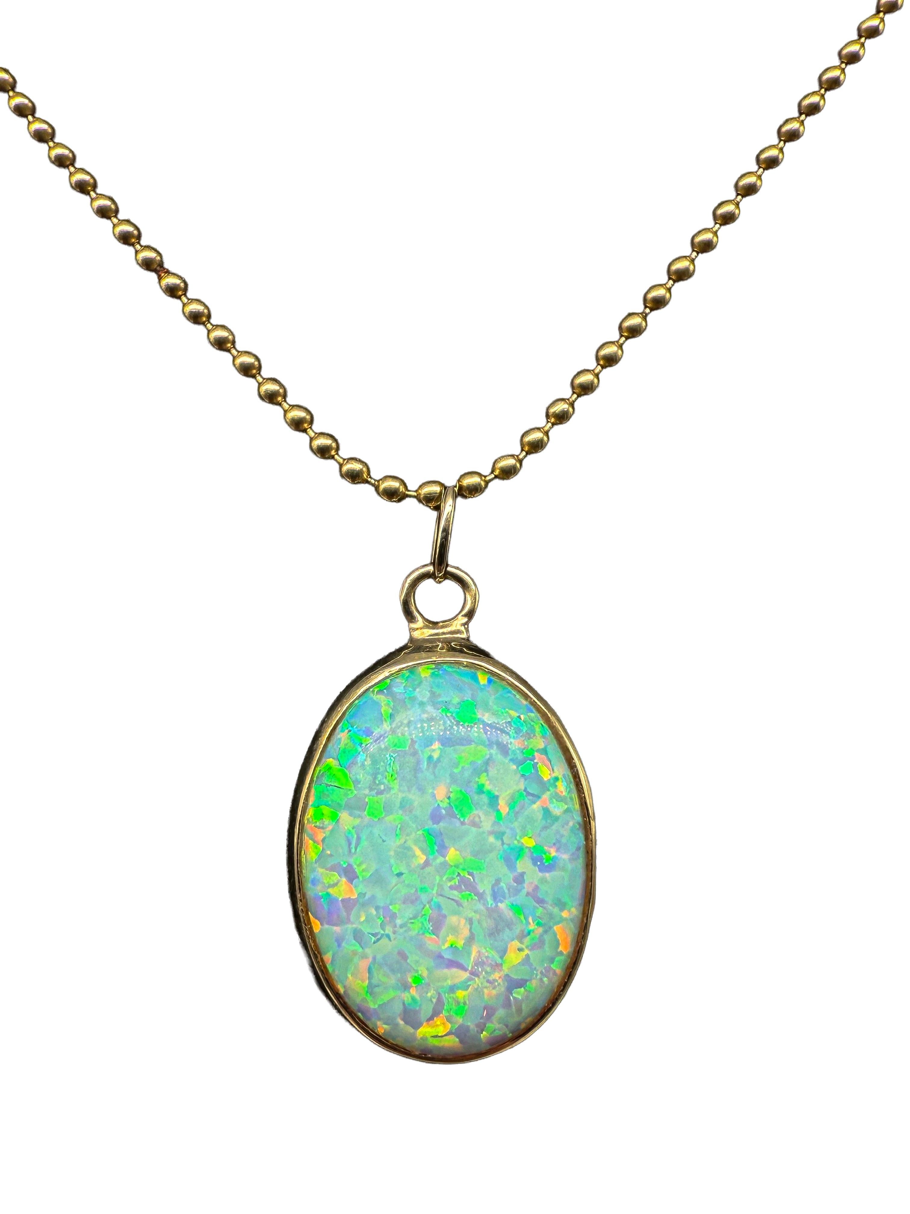 Donna Collana in oro giallo 14K con opale in vendita