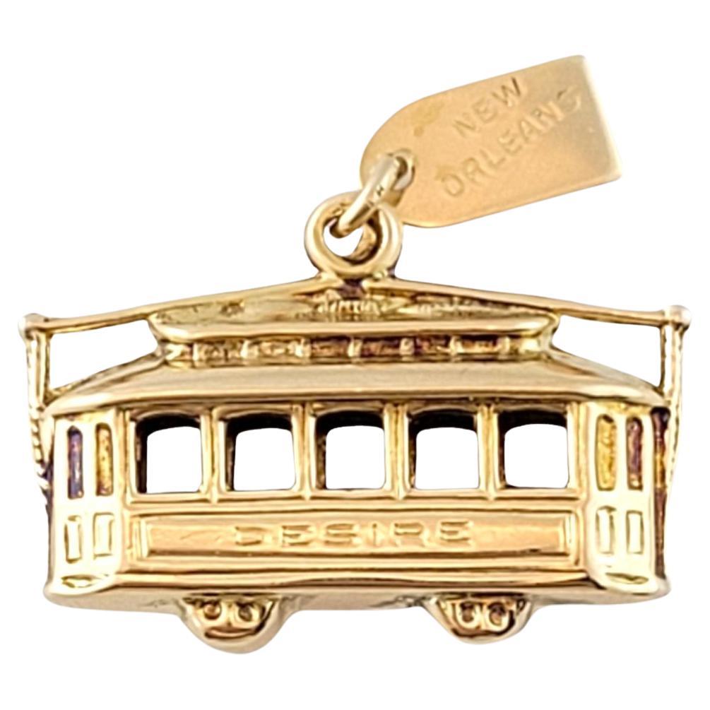 14K Yellow Gold New Orleans Trolley Charm #16431 For Sale