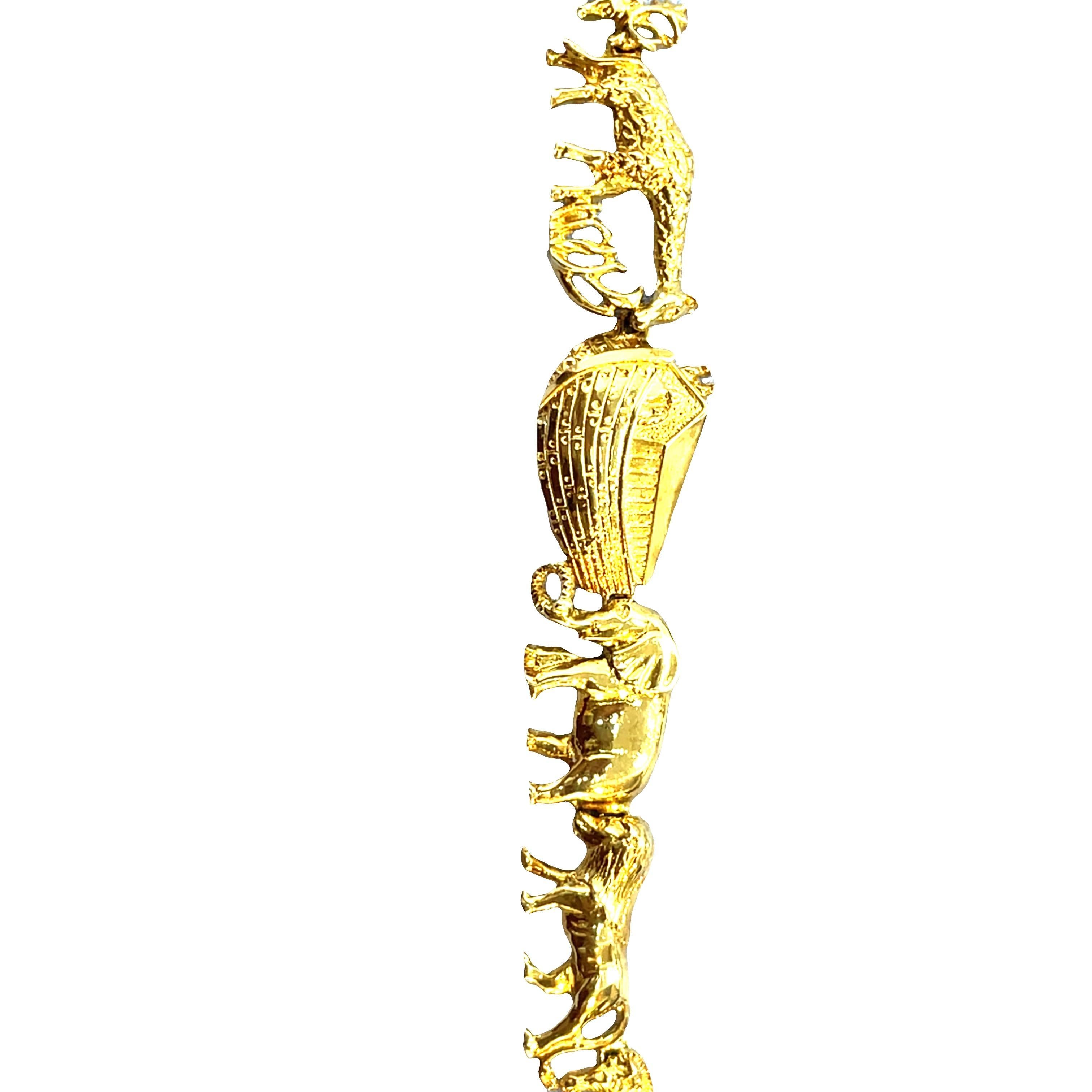 Bracelet Arche de Noé en or jaune 14k en vente 1
