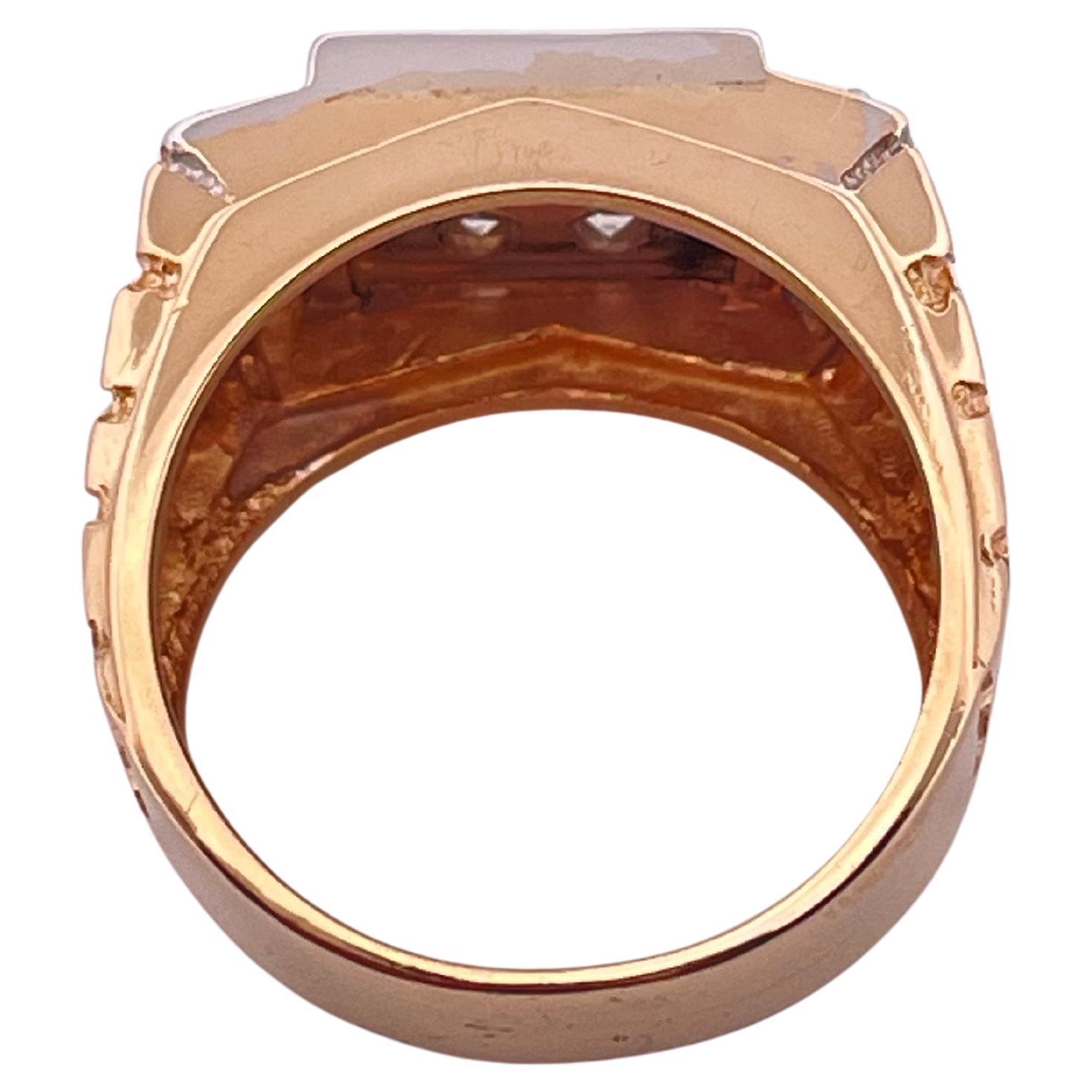Uomo Anello a grappolo di diamanti in oro giallo 14k stile pepita 1,75ctw G-H SI in vendita