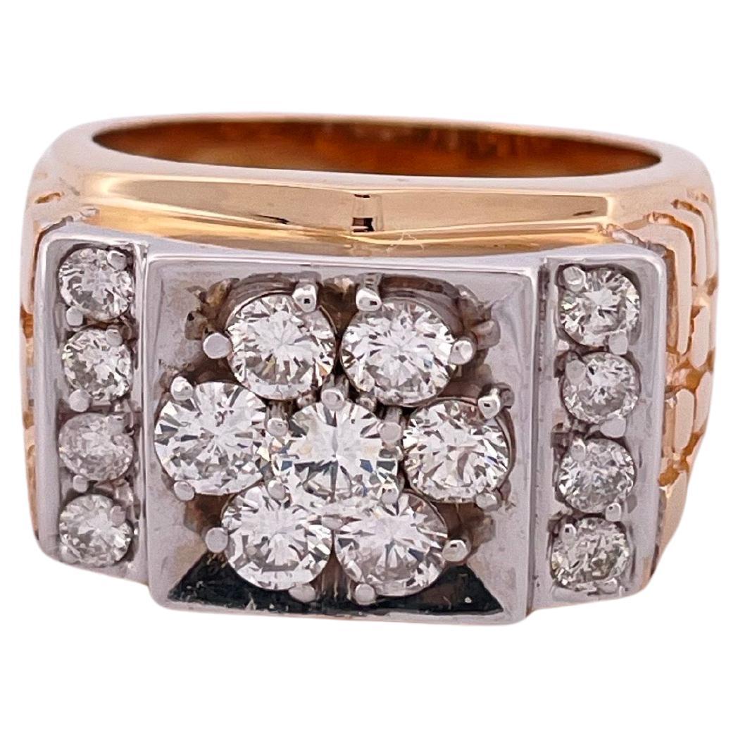 Anello a grappolo di diamanti in oro giallo 14k stile pepita 1,75ctw G-H SI in vendita