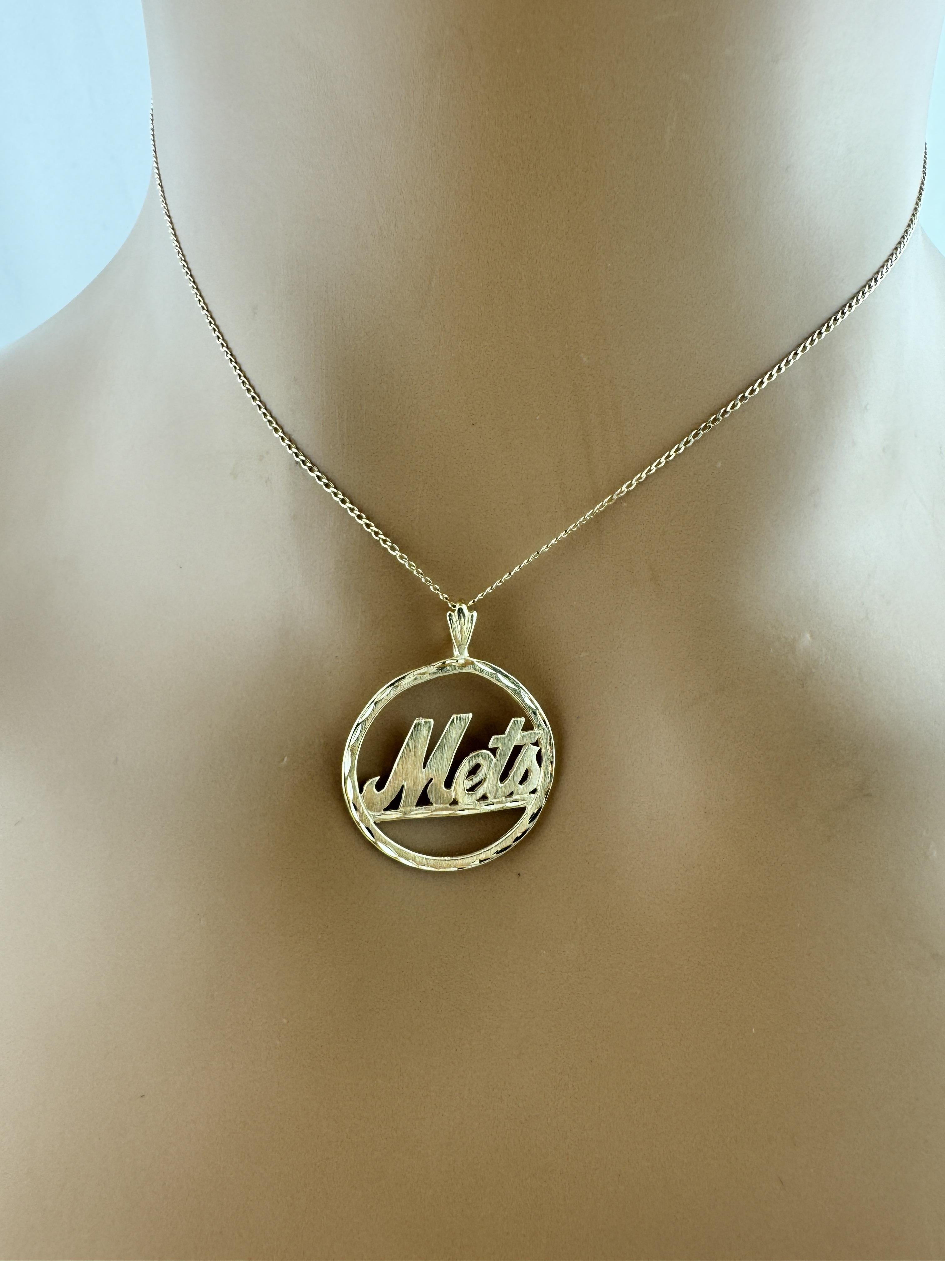 14K Yellow Gold NY Mets Baseball Pendant #19597 6