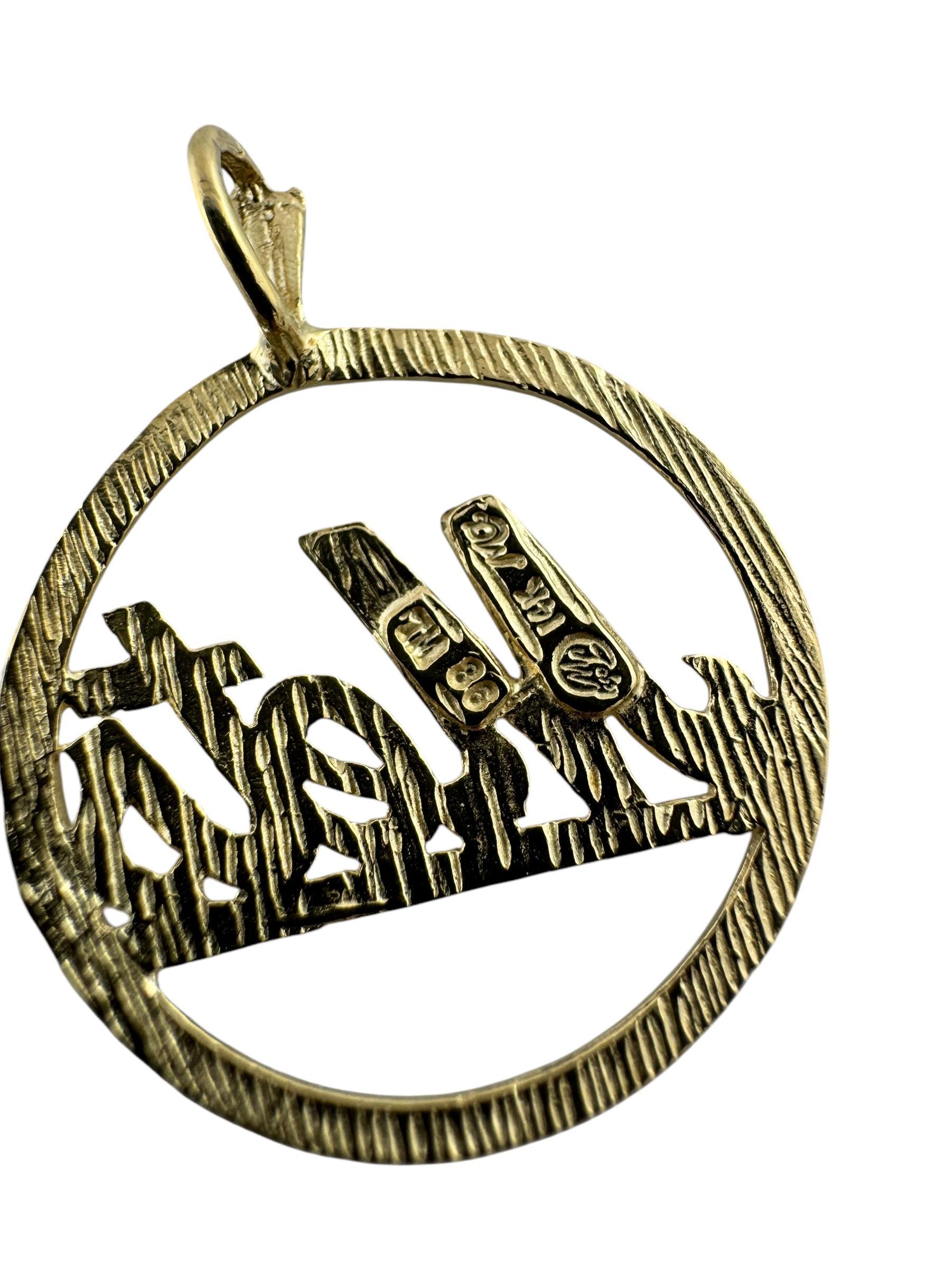 14K Yellow Gold NY Mets Baseball Pendant #19597 In Good Condition In Washington Depot, CT