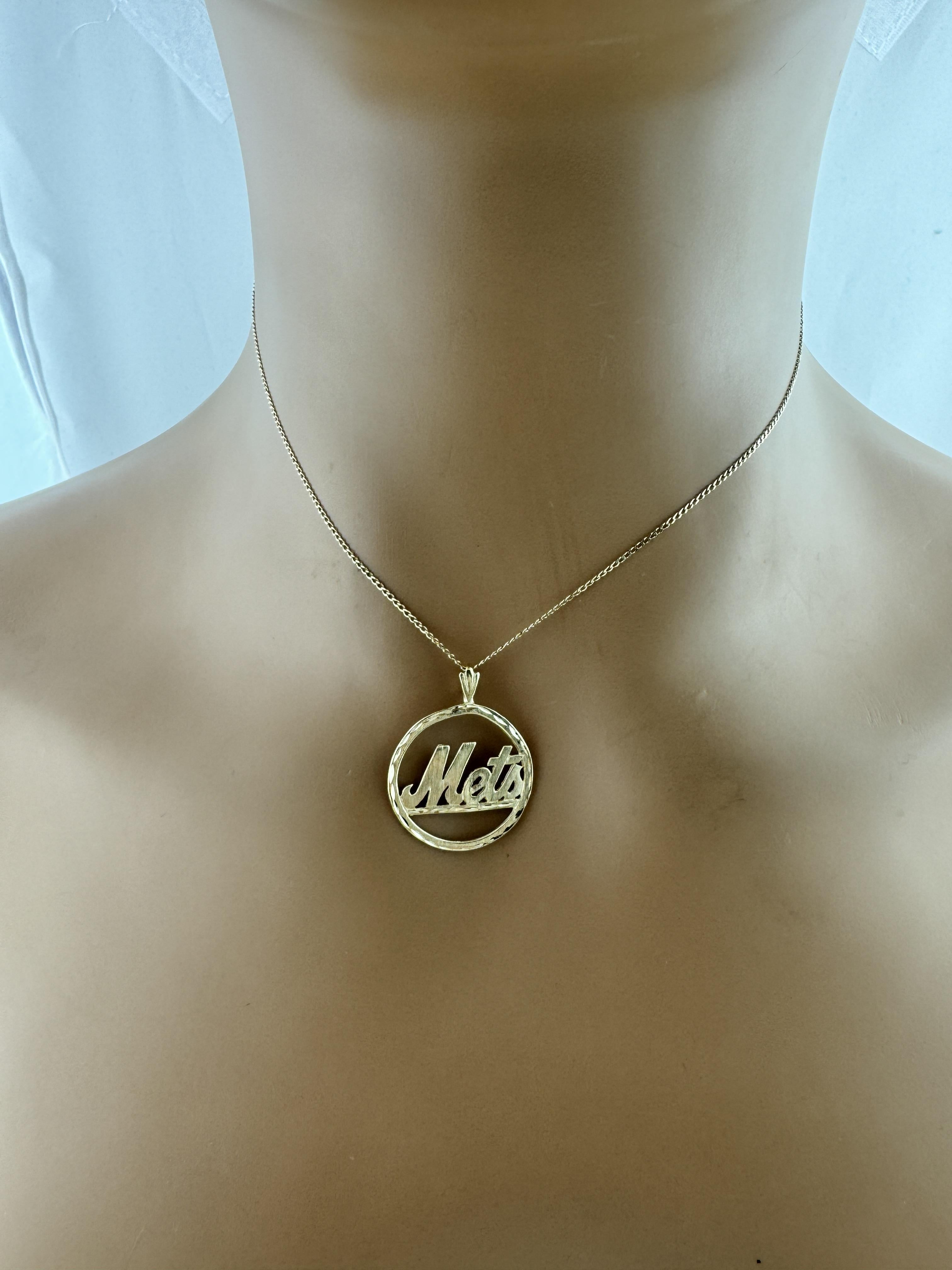14K Yellow Gold NY Mets Baseball Pendant #19597 5