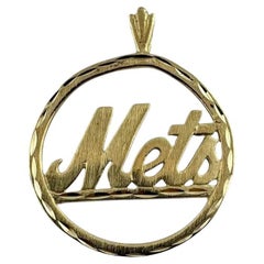 14K Yellow Gold NY Mets Baseball Pendant #19597