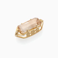 14k Yellow Gold Octagonal-Cut Topaz and Diamond Pendant, 21.21 Carats