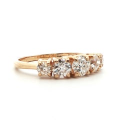 14k Yellow Gold Old European Cut Diamond Band Ring Ca. 1900
