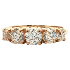 14k Yellow Gold Old European Cut Diamond Band Ring Ca. 1900