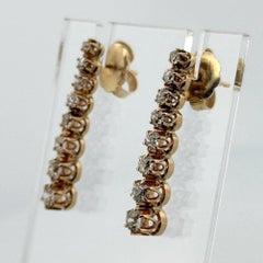 14K Yellow Gold Old European Cut Diamond Drop Earrings 2.00 CTW 5.50g