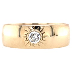 14k Yellow Gold Old European Cut Starburst Set Diamond Wide Band