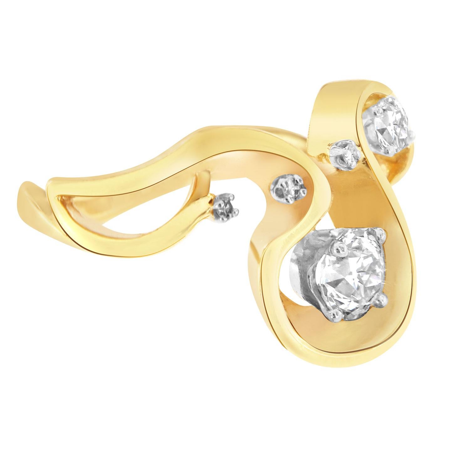 Old Mine Cut 14K Yellow Gold Old Mine Round Cut 0.68 Carat GIA Estate Ring For Sale