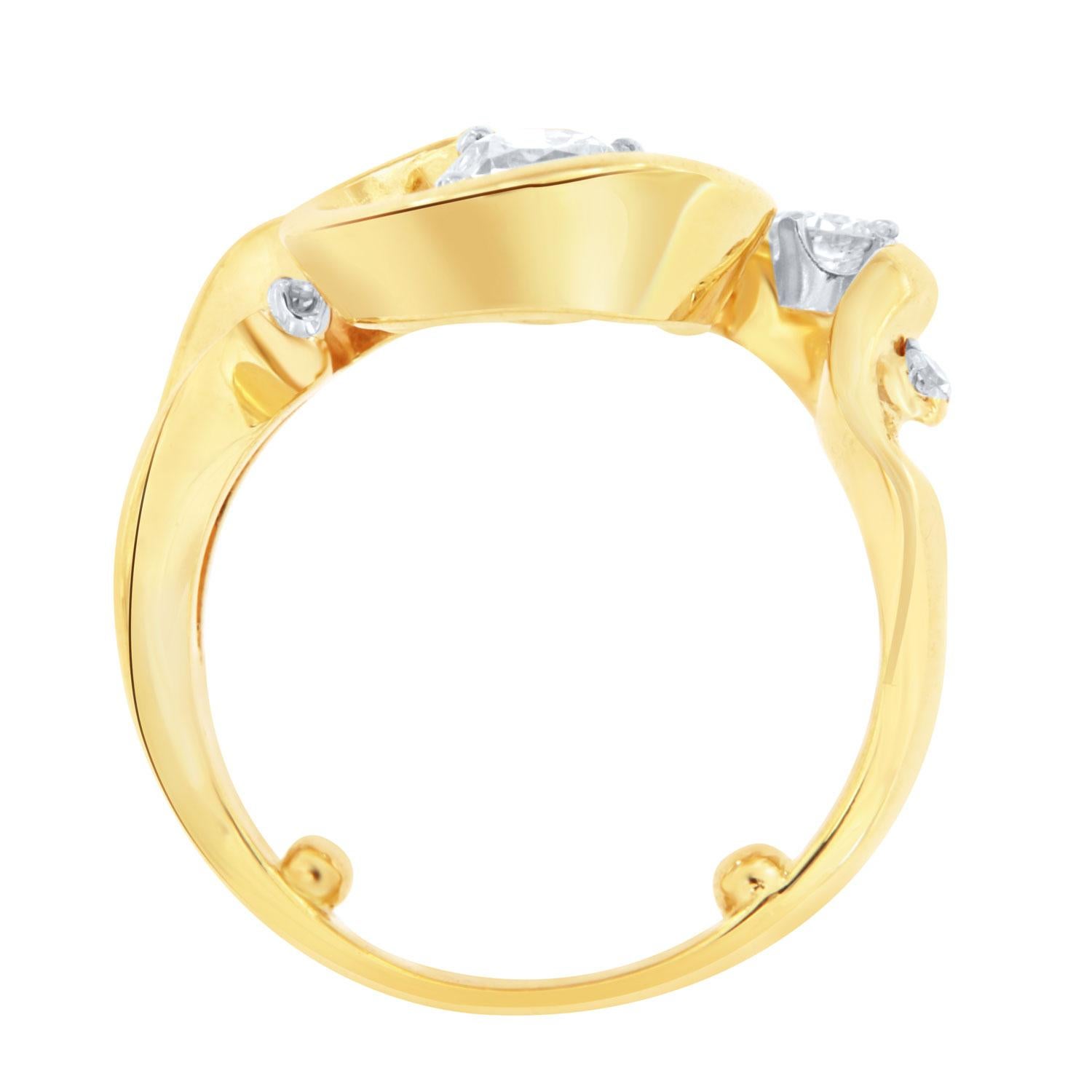 14K Yellow Gold Old Mine Round Cut 0.68 Carat GIA Estate Ring In Excellent Condition For Sale In San Francisco, CA