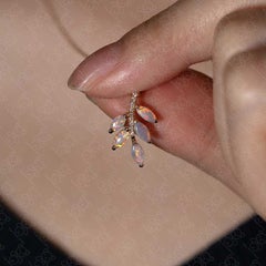 14K Gelbgold Olive Leaf Opal & Diamant Halskette