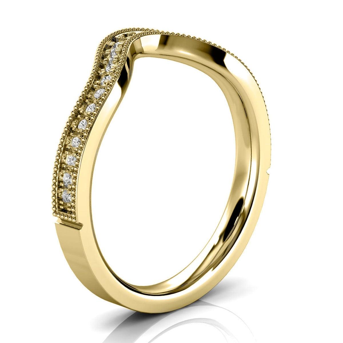 For Sale:  14K Yellow Gold Olive Milgrain Curve Diamond Ring '1/6 Ct. Tw' 2