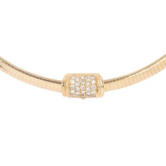 14k Yellow Gold Omega Flat Chain 16"  Diamond Necklace