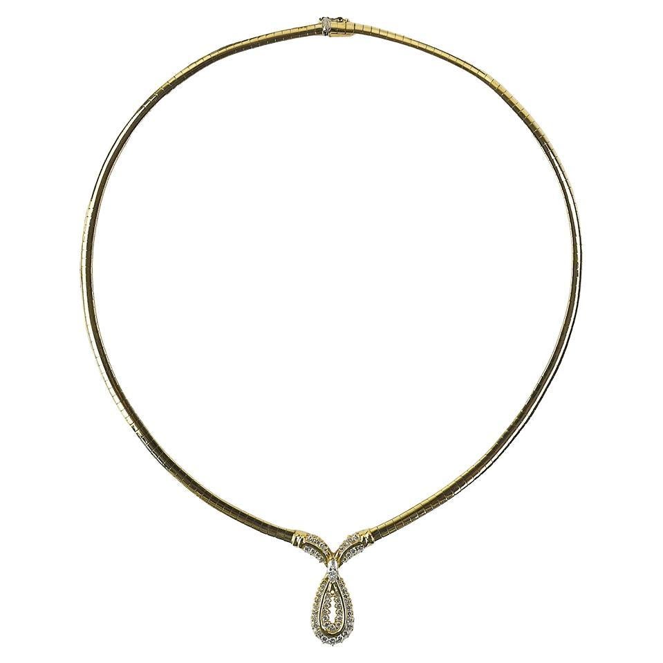 Collier en or jaune 14K avec pendentif en diamant A Link 0.63ct en vente