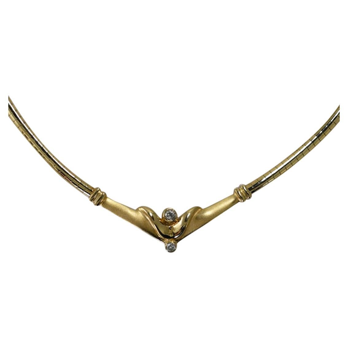 Collier à maillons en or jaune 14K avec oméga 0,20ct en vente