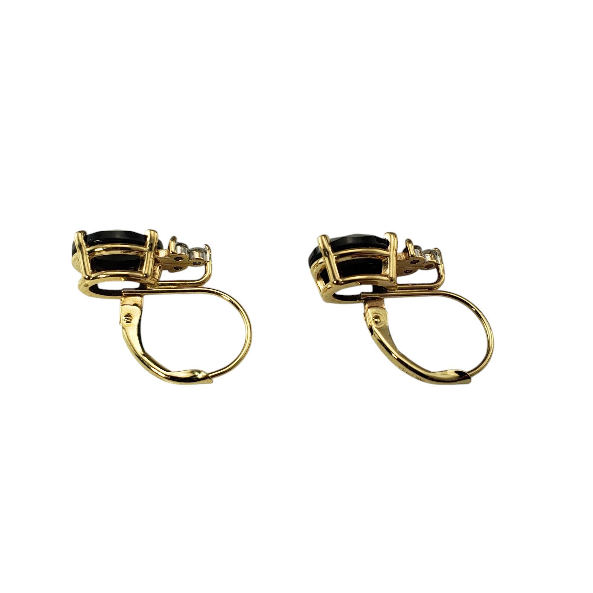 Women's 14K Yellow Gold Onyx and Diamond Dangle Earrings #21181 For Sale