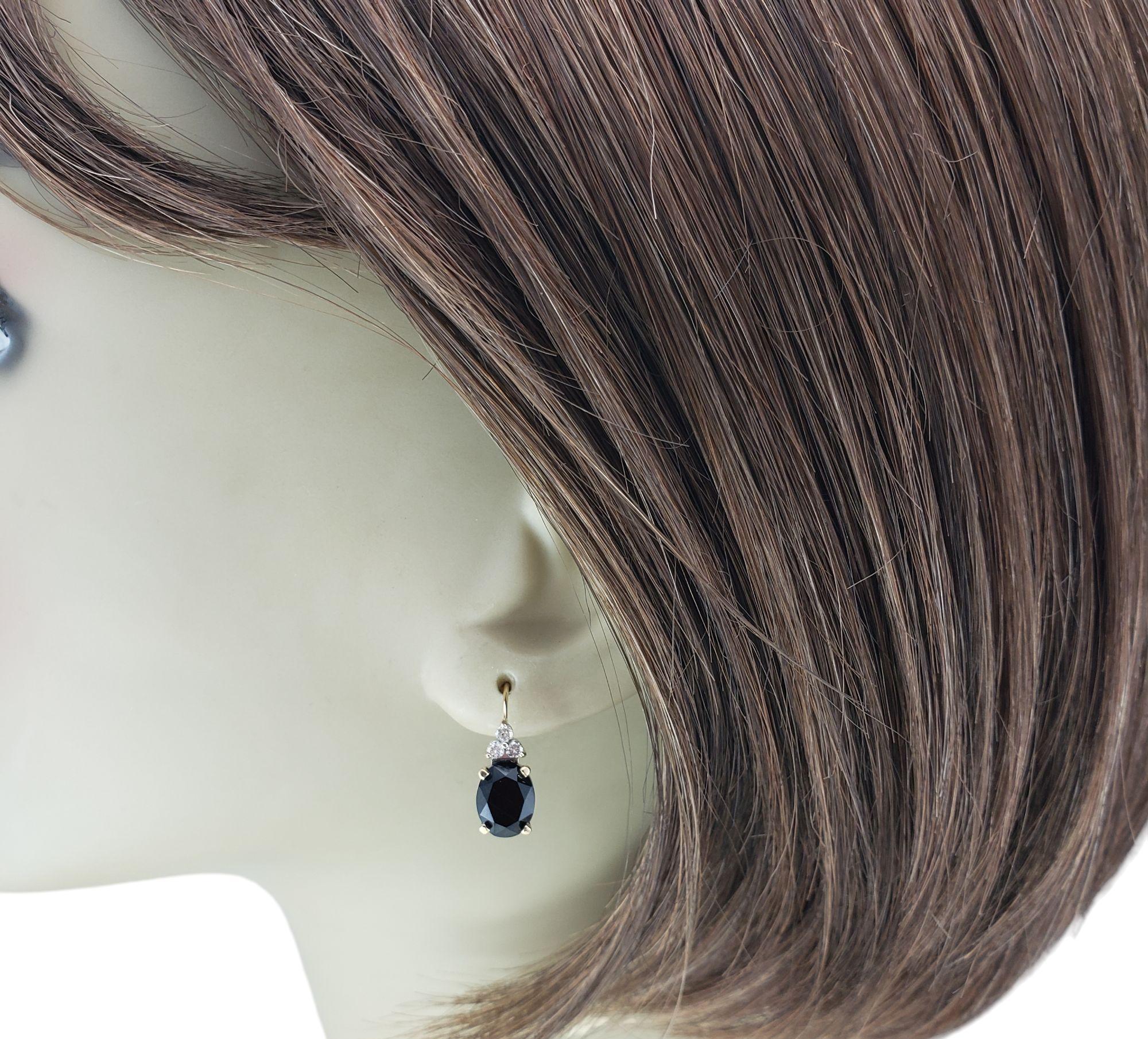 14K Yellow Gold Onyx and Diamond Dangle Earrings #21181 For Sale 3