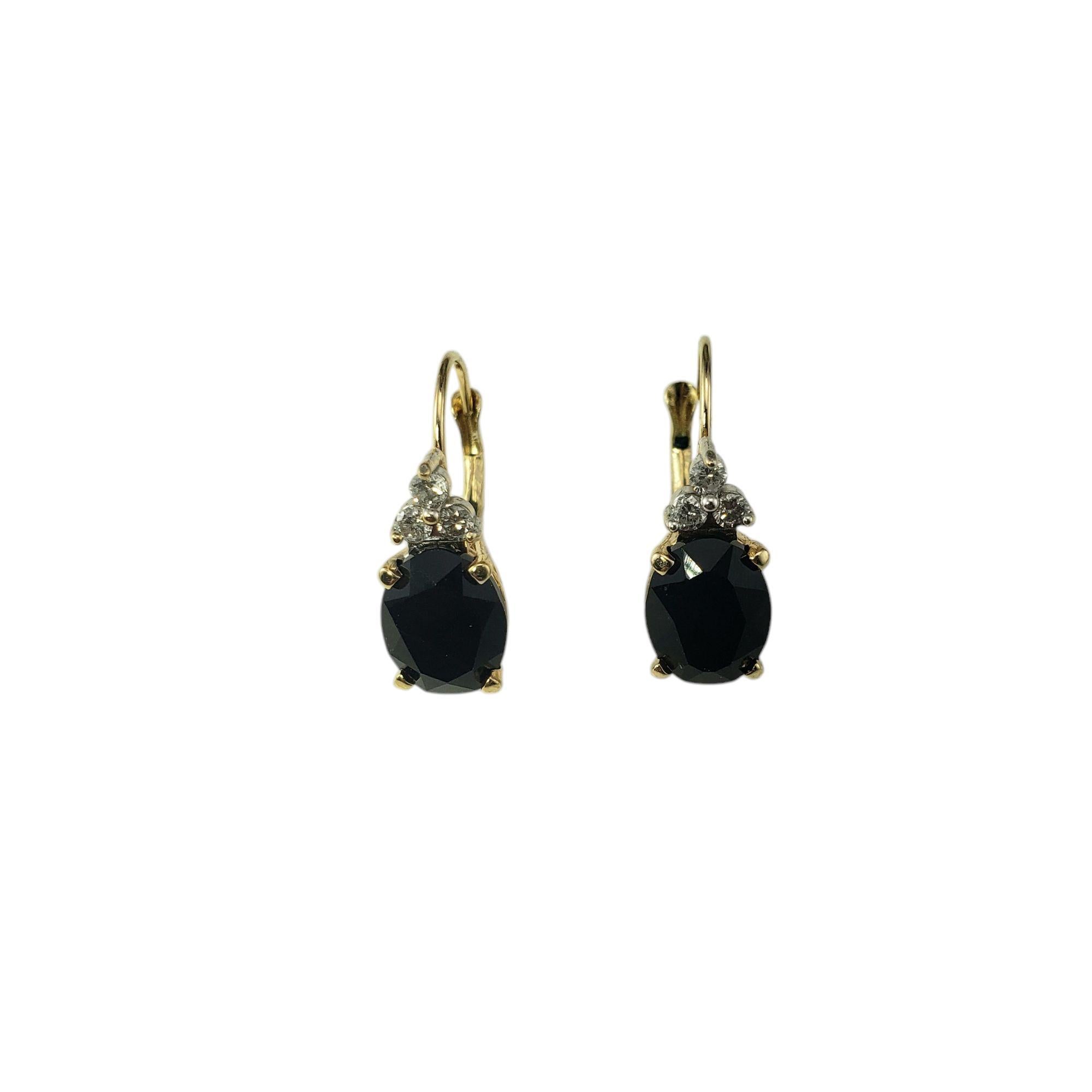 14K Yellow Gold Onyx and Diamond Dangle Earrings #21181