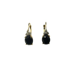 14K Gelbgold Onyx und Diamant-Ohrringe #21181 Ohrhänger