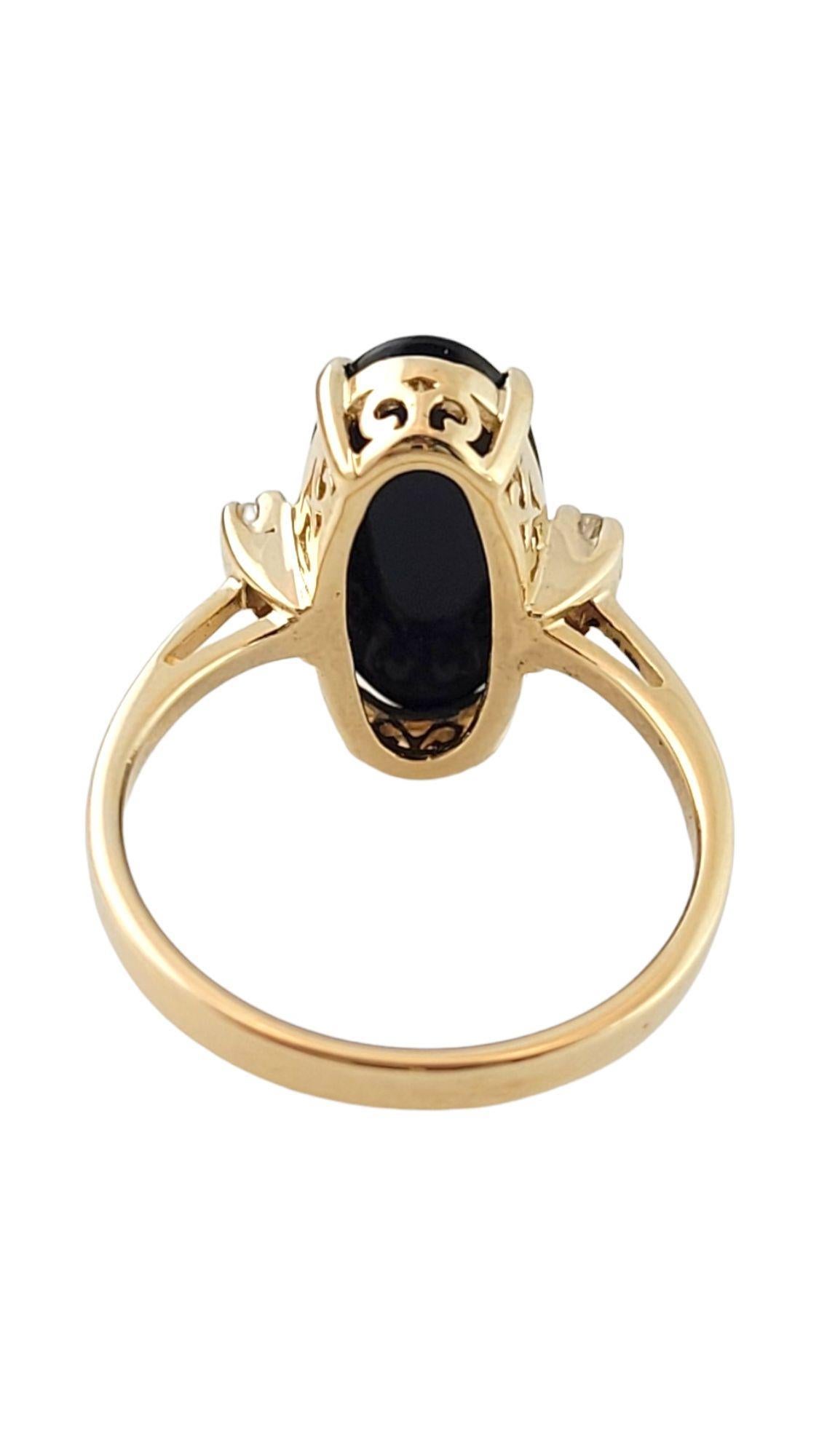 Single Cut  14K Yellow Gold Onyx and Diamond Ring Size 6.5-6.75 #14990 For Sale
