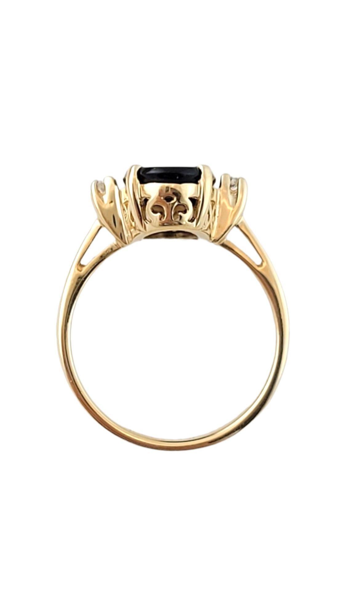  14K Yellow Gold Onyx and Diamond Ring Size 6.5-6.75 #14990 In Good Condition For Sale In Washington Depot, CT