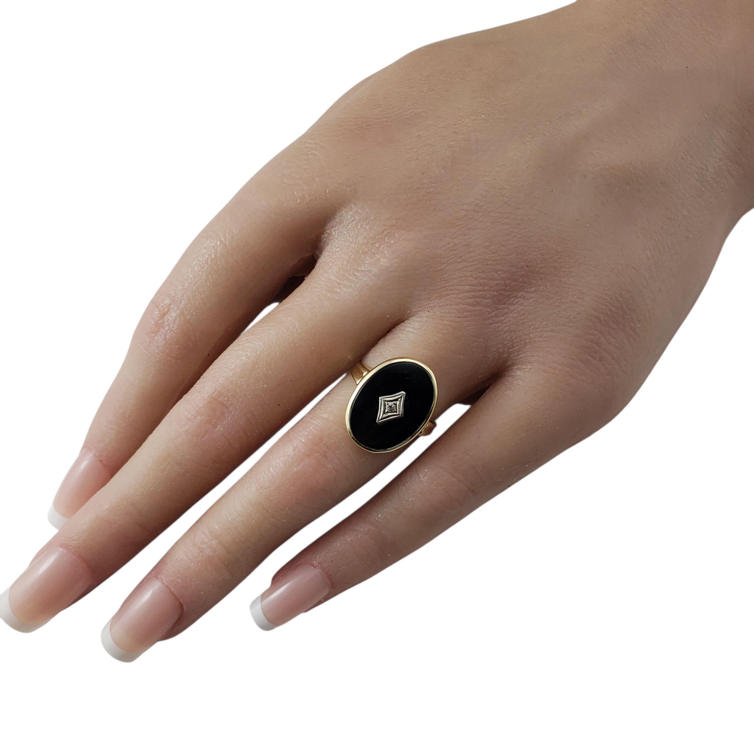 Anello in oro giallo 14K con onice e diamanti misura 6,75 #22446 in vendita 1