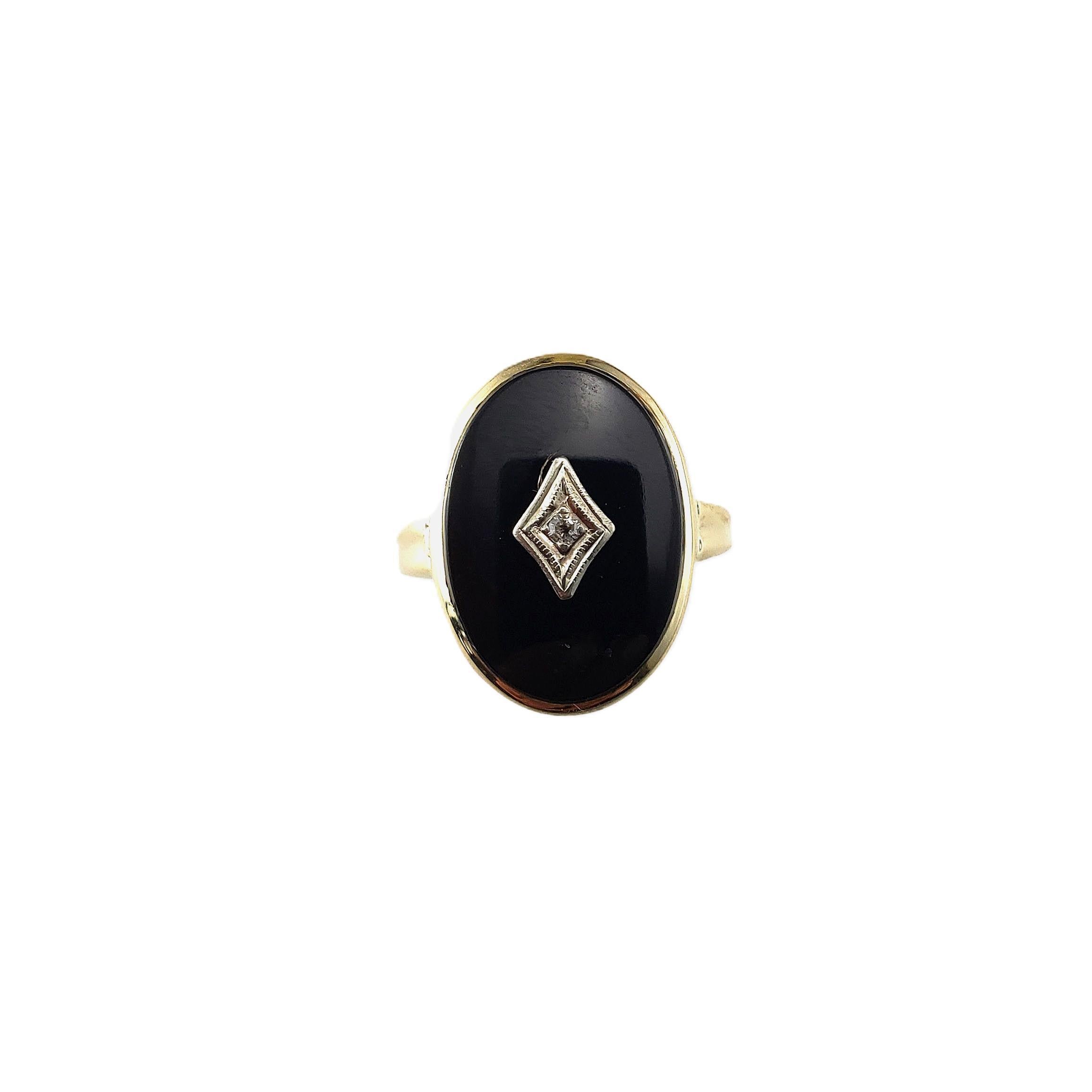 Anillo de oro amarillo de 14 quilates con ónix y diamantes talla 6.75 #22446