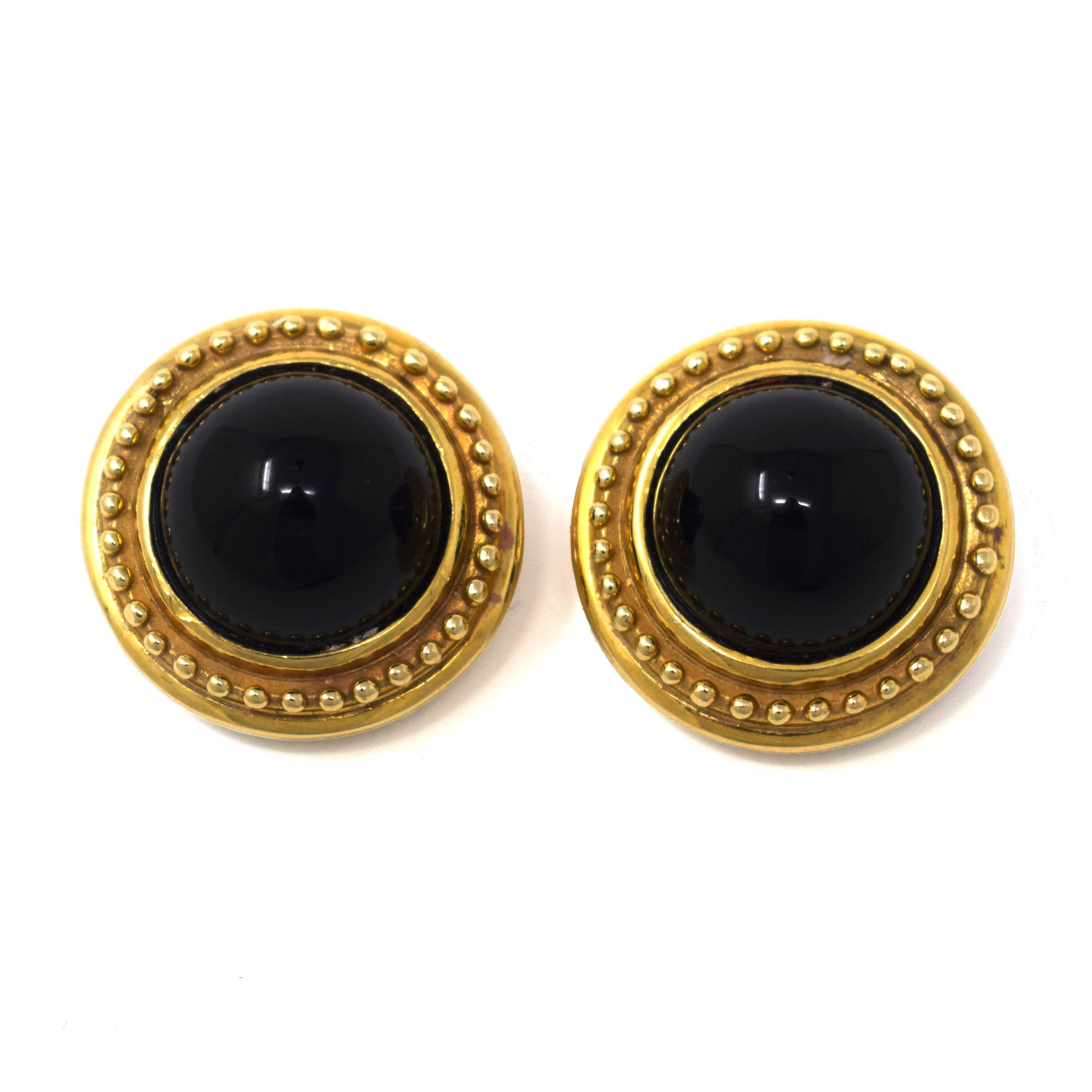 Brilliance Jewels, Miami
Questions? Call Us Anytime!
786,482,8100

Style: Cocktail Large Round Earrings

Metal: Yellow Gold

Metal Purity: 14k

Stones: 2 Cabochon Black Onyx

Onyx Diameter: 15.6 mm

Total Item Weight (grams): 28.8

Earring Diameter: