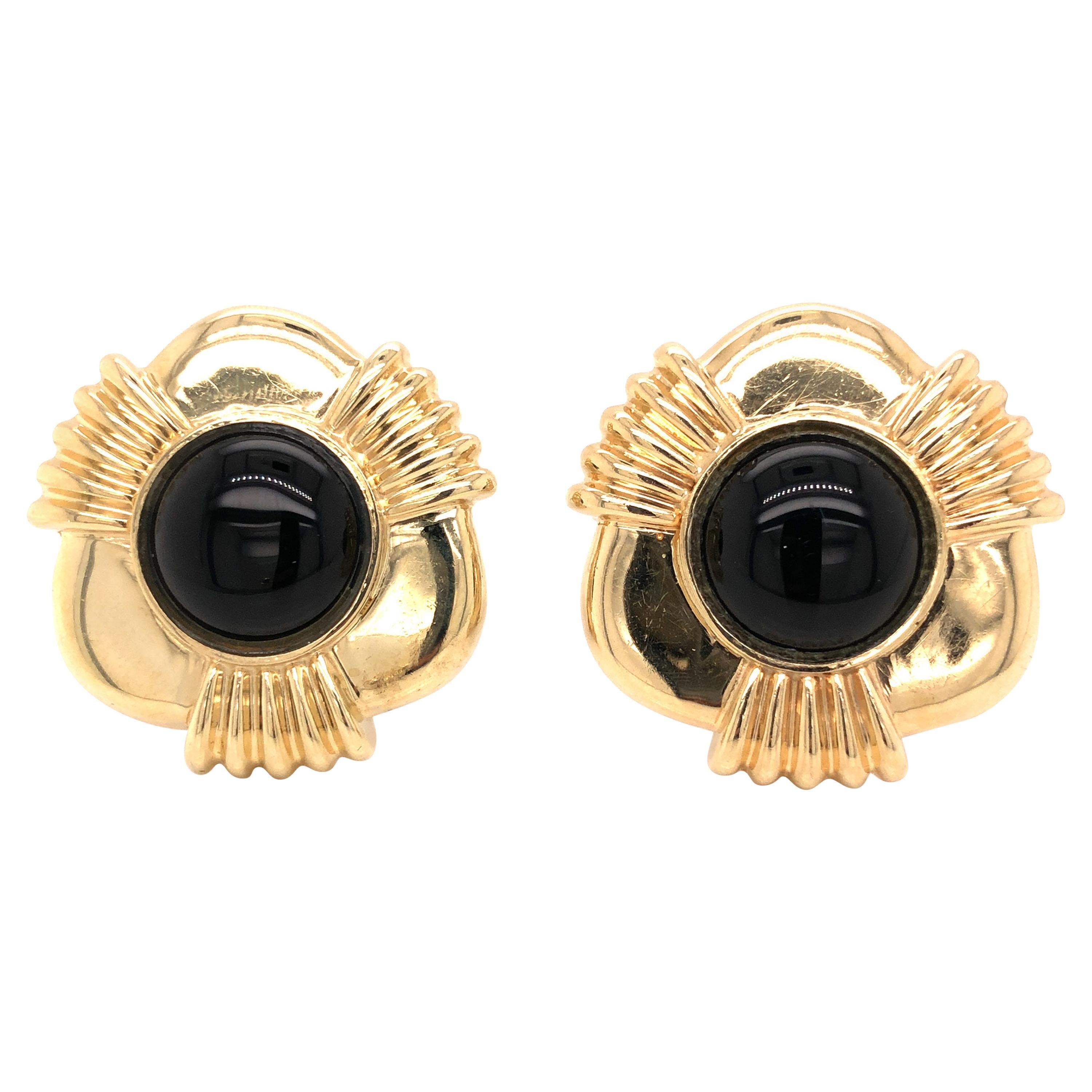 Multicolor - Golden Plated Onyx Stone Earrings