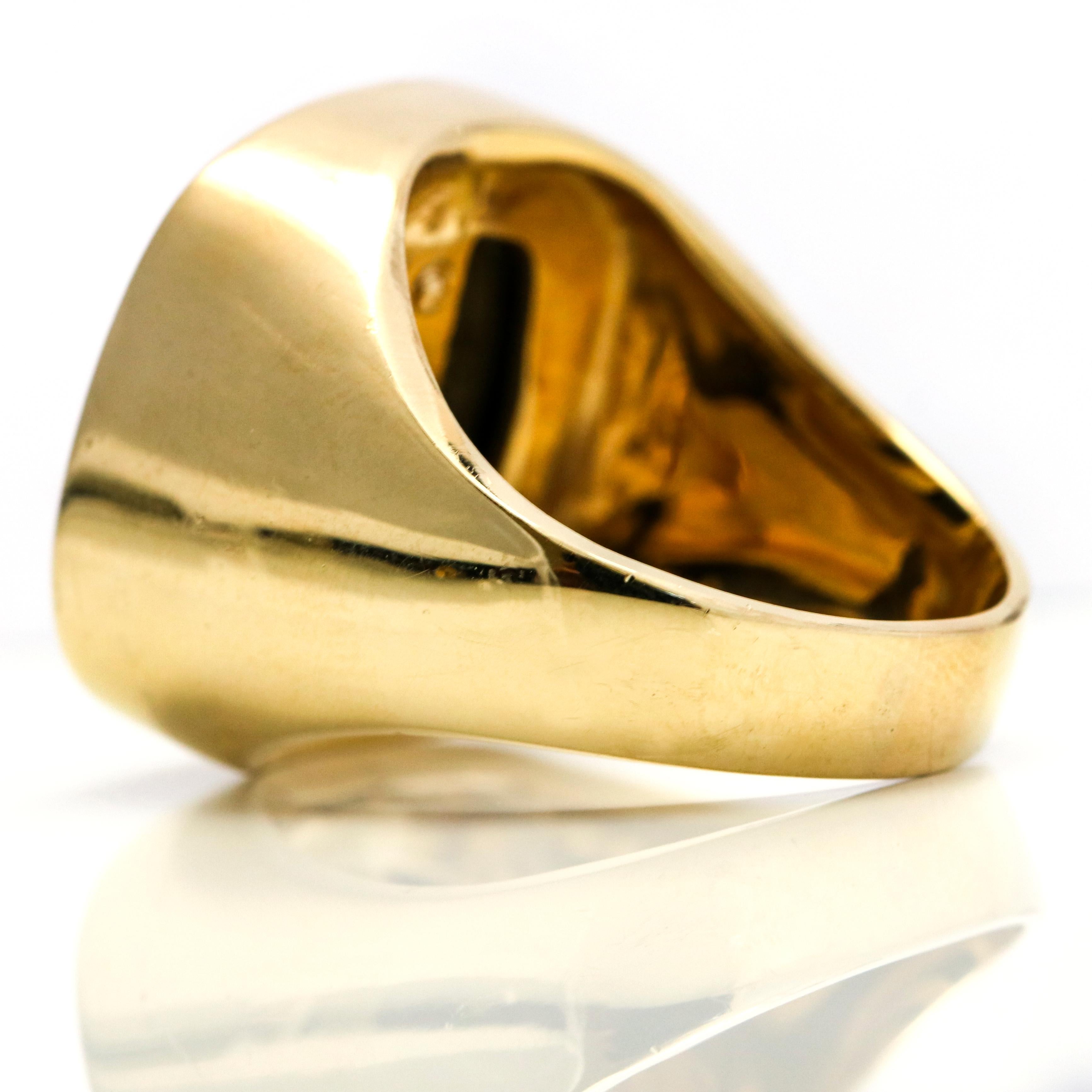 14 Karat Yellow Gold Onyx Men's Coin Signet Ring 1