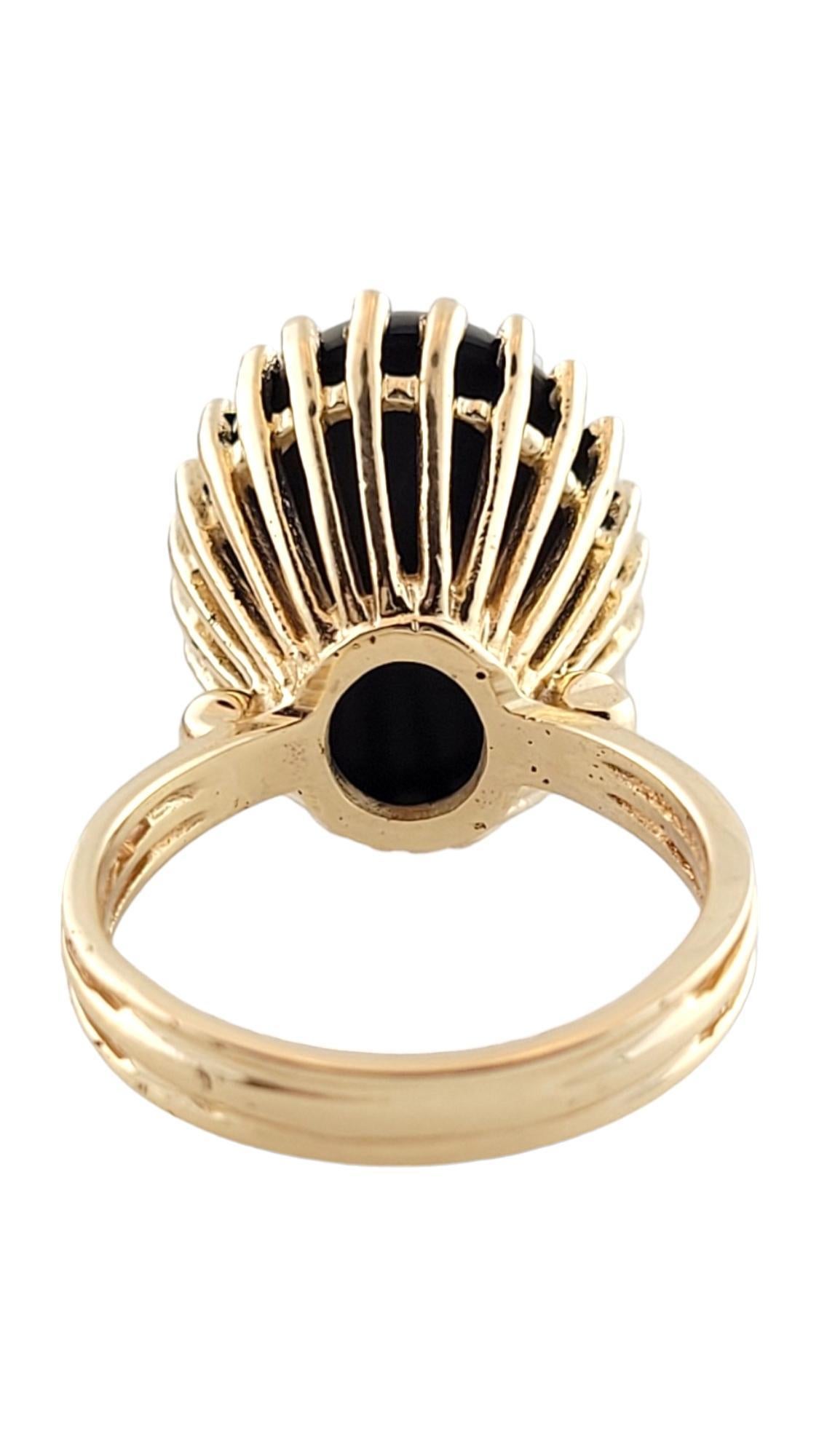 14K Yellow Gold Onyx Ring Size 6.25 #16163 In Good Condition For Sale In Washington Depot, CT