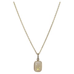 14K Yellow Gold Opal and .06 CTW Diamond Pendant Necklace