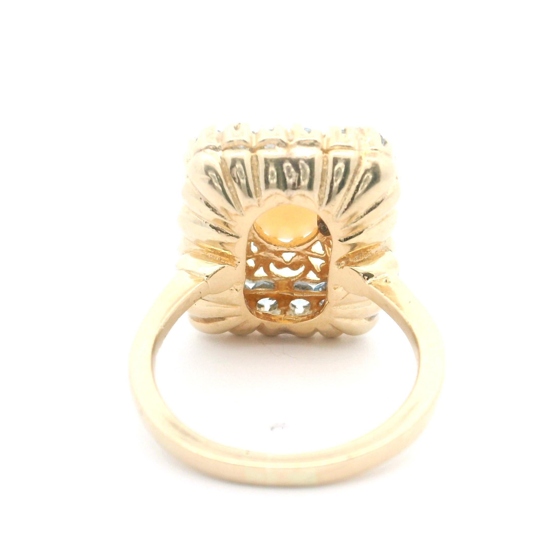 Women's 14k Yellow Gold Opal and Aquamarine 8.9g Ladies Ring Size 7.5