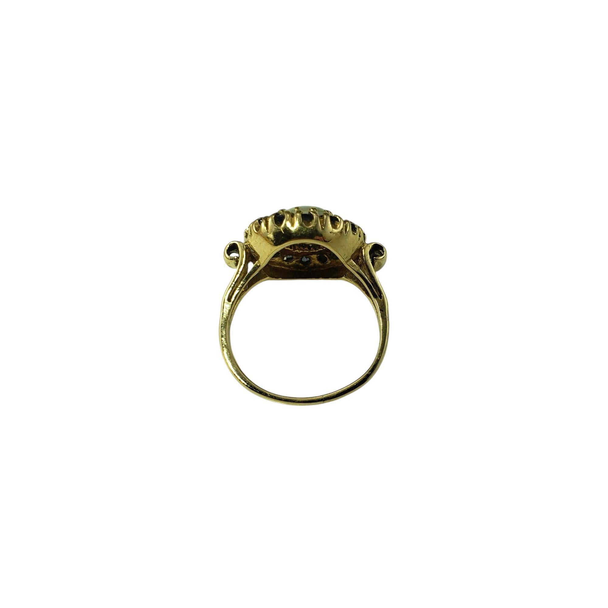 Women's 14K Yellow Gold Opal and Blue Sapphire Ring Size 5.5 #20223