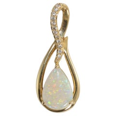 14K Yellow Gold Opal and Diamond Pendant