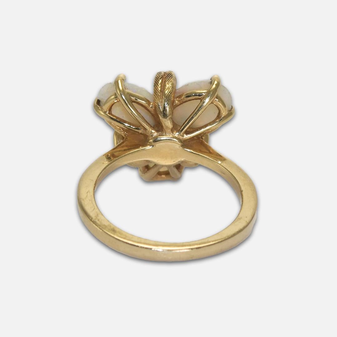 14K Yellow Gold Opal and Diamond Ring In Excellent Condition For Sale In Laguna Beach, CA