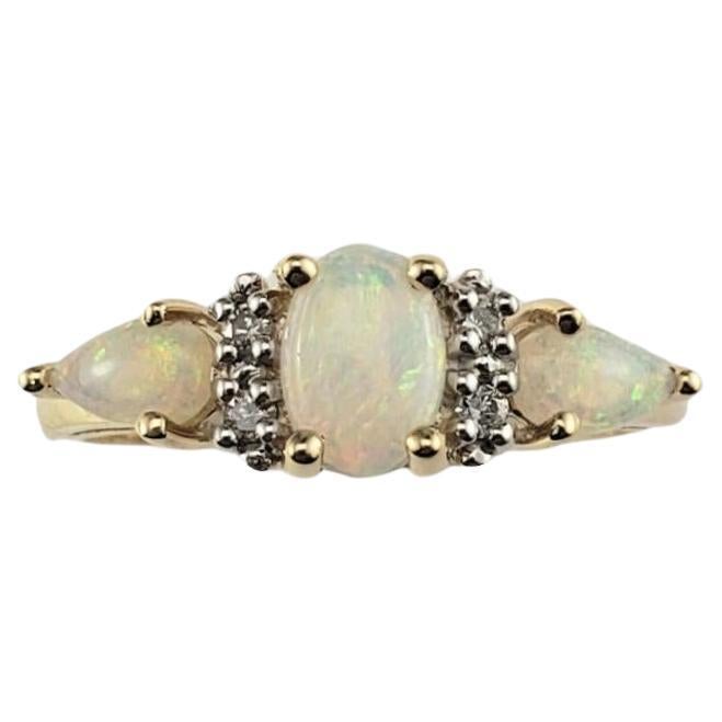 14K Yellow Gold Opal and Diamond Ring Size 6-6.25 #16372