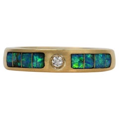 14K Yellow Gold Opal Band Ring, 5gr